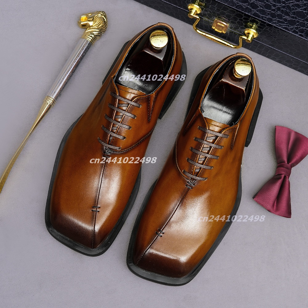 Handmade Square Toe Brown Leat - đánh giá và giá Leather Shoe Polish